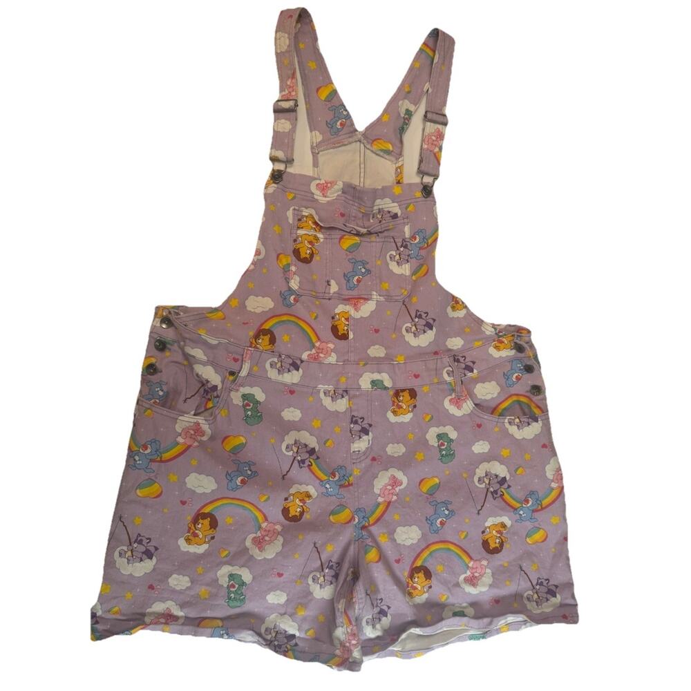 Hot Topic Care Bears Plus Size 4 Shortalls Overalls Rainbow Purple - Picture 2 of 8